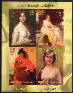 Somalia 2004 Nudes Paintings by Jules Joseph Lefebvre Sheetlet (4) IMPERF.MNH