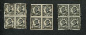 1923 United States Postage Stamps #610-612 Mint Never Hinged OG VF Block of 4