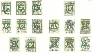 GB - Railway Midland Railway Parcel Stamps fu 1d - £1 in green [15 diff values