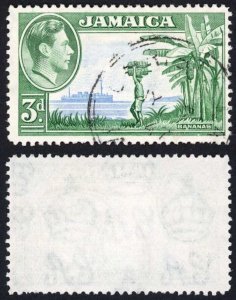 Jamaica SG126b 3d Greenish blue and Ultramarine R 9/2 T guide at right complete