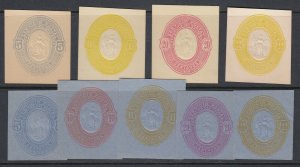 El Salvador 1890 Embossed Seebeck Cut Squares x 9 Mint. Two Paper Types