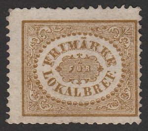 SWEDEN 1856 Local Town Post (3o) olive-brown perf 14. SG L7 cat £700