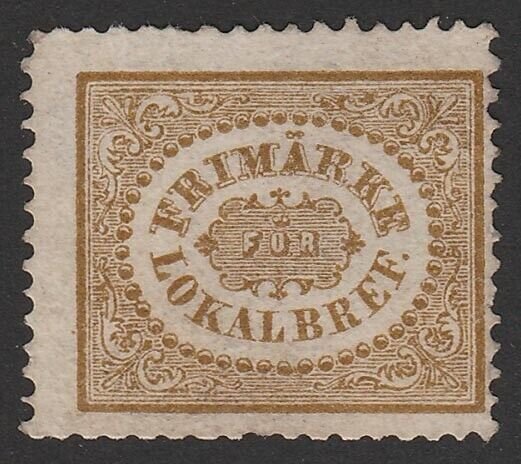 SWEDEN 1856 Local Town Post (3o) olive-brown perf 14. SG L7 cat £700