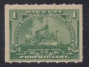 RB24 1 cent Propristary Battleship Stamp Mint OG NH F-VF