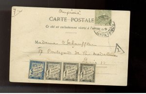 1917 Monte Carlo Monaco RPPC Postage Due Postcard Cover France