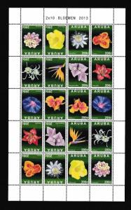 Aruba  #430  MNH  2013  sheet  with 2 blocks of 10  flowers