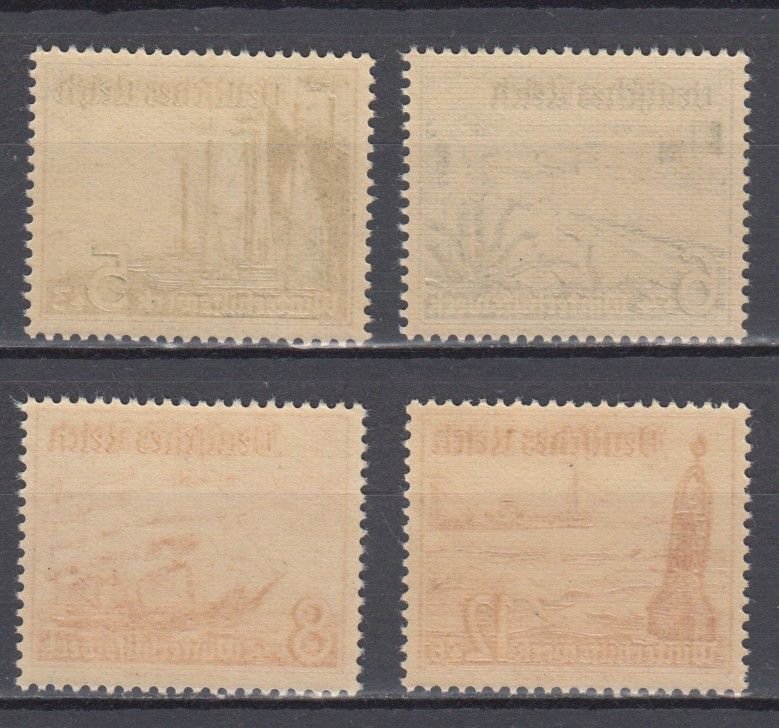 WWII 1937 Third Reich Lot of 4 Stamps WHW German Ships Michel 653/656 MNH