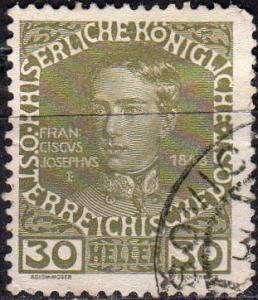 Austria 119a - Used - 30h Franz Josef as Youth (1908) (cv $0.65) (1)