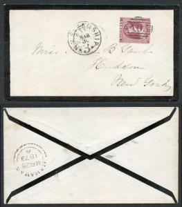 Bahamas 1873 cover to New York bearing perf 12.5 4d (deep) dull rose Very Pretty