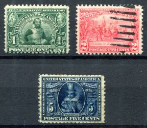 US 1907. Jamestown Expo issue. Set of 3. Used. Sc#328-330.