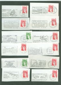 France  1980-1981 Fancy cancels Cars-racing-horse-castle-bridge