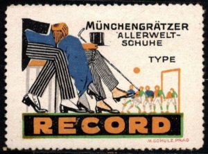 Vintage Germany Advertising Poster Stamp Münchengrätzer All World Shoes