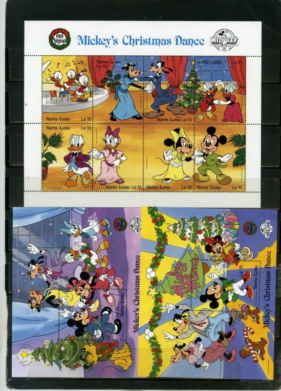 SIERRA LEONE 1988 DISNEY MICKEY'S CHRISTMAS DANCE SHEET OF 8 STAMPS & 2 S/S MNH 