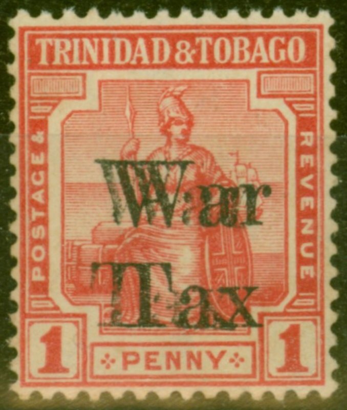 Trinidad & Tobago 1918 War Tax 1d SCarlet SG188a Opt Double Fine Very Lightly Mt