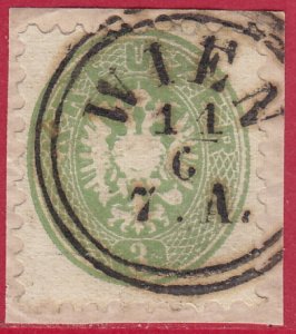 Austria - 1864 - Scott #23 - used on piece - WIEN 2-ring pmk