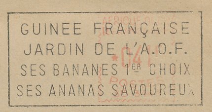 Meter cover / Postmark French Guinea 1955 Banana - Pineapple