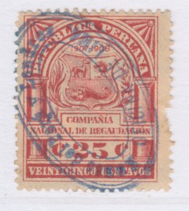 PERU Revenue Stamp Used Tax Mark Fiscal PEROU Stamp Fiscal A27P42F24754-