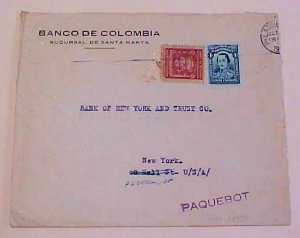 COLOMBIA  LOCAL POST BARRANQUILLA CIRCA 1930's PAQUEBOT #2087B PHILADELPHIA B/S