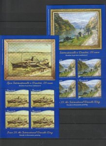 2019 ROMANIA STAMPS DANUBE RIVER DAY PAINTINGS SHEETS MNH DUNAREA SHIP BOAT