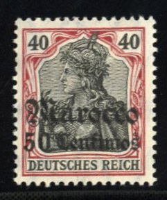 German Colonies, German Offices in Morocco #39 Cat$30, 1906 50c on 40c, hinged