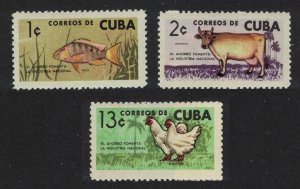 Caribic Fish Cow Cattle Poultry Chicken 3v 1964 MNH SG#1119-1121