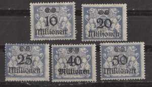 Danzig #148-52  Coat of Arms - Inflation Overprints  (5)  Unused