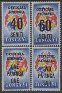 Tonga official 1967 SGO22-O25 Coat of Arms Overprints set MNH