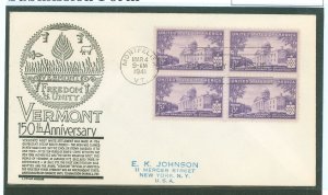 US 903 1941 3c 150th Anniversary Of Statehood (block of 4) on an addressed FDC with an Anderson Cachet