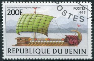 Benin Sc#1042 Used, 200fr multi, Sailing Ships 1997 (1997)