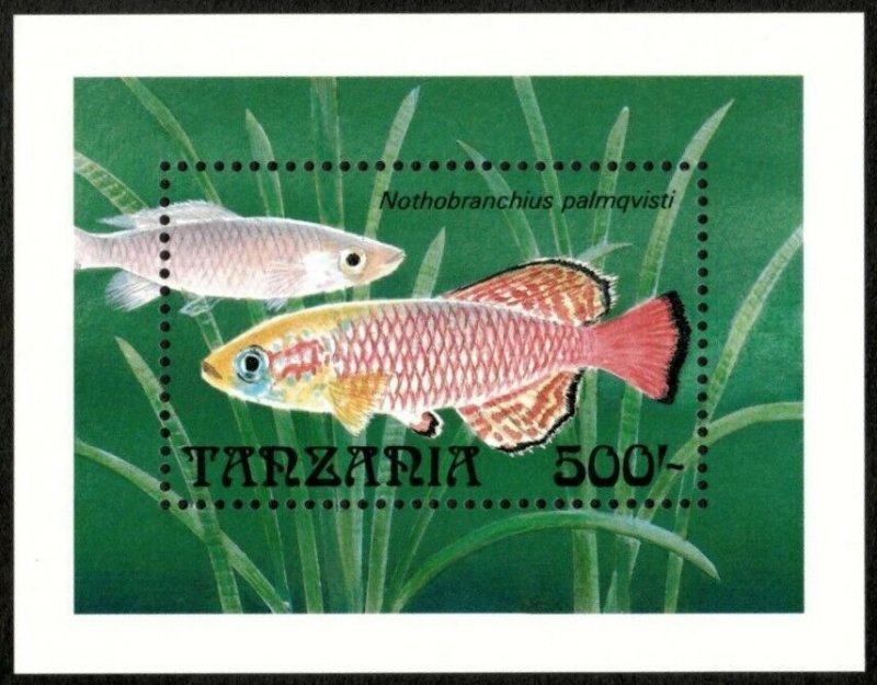 Tanzania 1991 - Palmqvisti's Killifish, Fish - Souvenir Sheet - Scott 89...