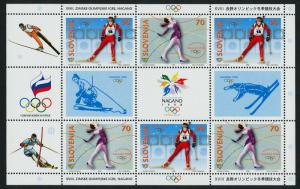 Slovenia 317a Sheet MNH Winter Olympics, Sports, Skiing, Skating