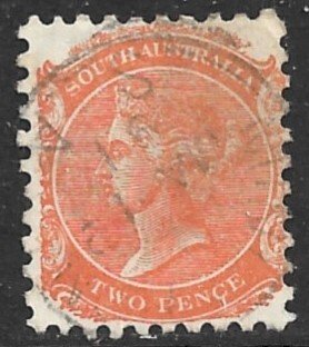 SOUTH AUSTRALIA 1876-80 QV 2d Orange Portrait Issue Sc 65 USED