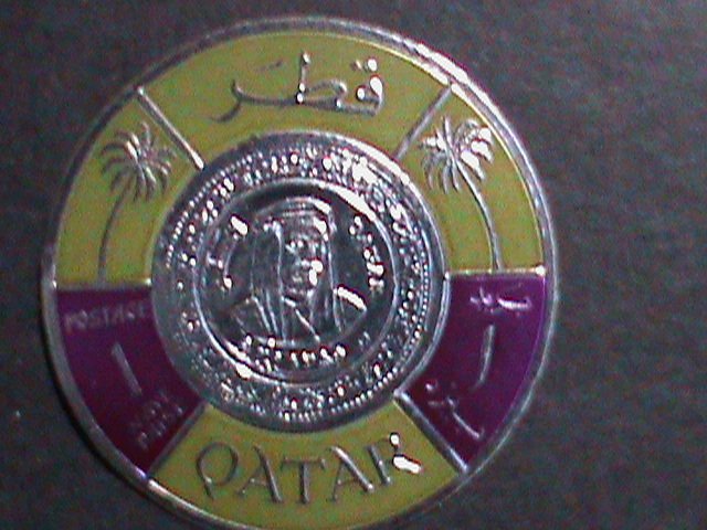 QATAR-1966 SC# 99 SHEIK AHMAD COIN-GOLD FOIL STAMP-MINT  VERY FINE