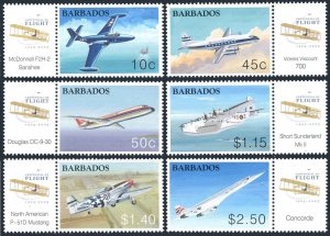 Barbados 1051-1056, MNH. Powered Flight, centenary, 2003.