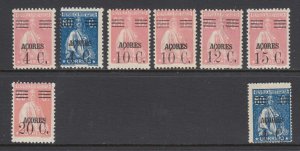 Azores Sc 300/305 mixed mint. 1929 surcharges, 8 diff, 2 perfs, F-VF.