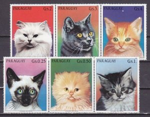 Paraguay, Scott cat. 2132 A-F. Various Cats issue. ^