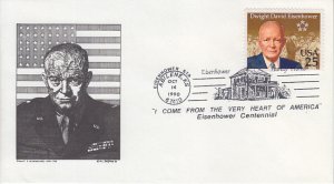 1990 USA Dwight D Eisenhower Birthday Abilene KS DeSpain Cachet
