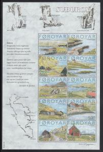 Faroe Islands 2004 MNH Sc #441 Sheet of 10 Suthuroy Island