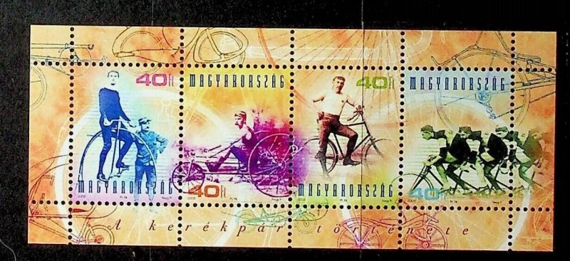 HUNGARY Sc 3780 NH SOUVENIR SHEET OF 2002 - HISTORY OF THE BICYCLE