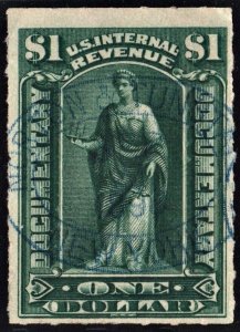 R173 $1.00 Documentary Stamp (1898) Used/Oval Date Stamp