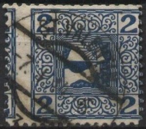 Austria P15 (used, privately perforated, off ctr) 2h Mercury, dark blue (1908)
