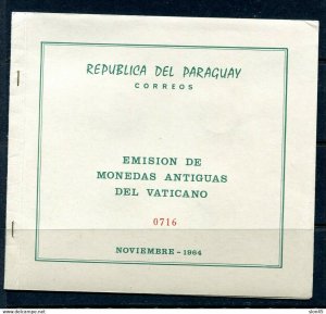 Paraguay 1964 Booklet Sheet  MNH Coin Vatican gold foil see description 12791