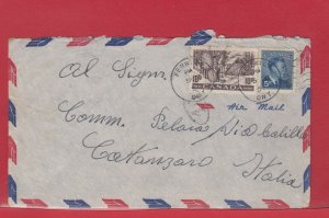 15 cent airmail  rate to ** ITALY ** 1951 Canada cover
