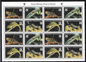 Madagascar (Malagasy) SC 1404 NH MINISHEET of 1999 - WWF - LIZARDS