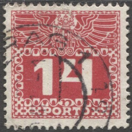 AUSTRIA 1910  Sc J39 14h Postage Due Used  VF,  PRAG cancel