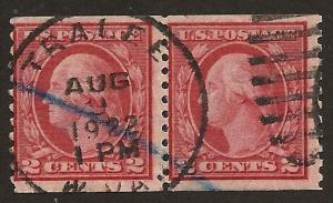 USA 2c Washington Pair Perf. 10 Vertically Sc#453 Used#MP849