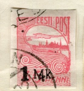 ESTONIA;  1920 early Imperf surcharged issue fine used 1M. value