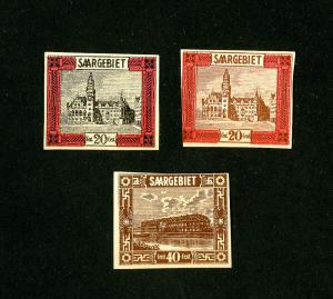 Saar Stamps Set of 3 Rare Early Color Proofs