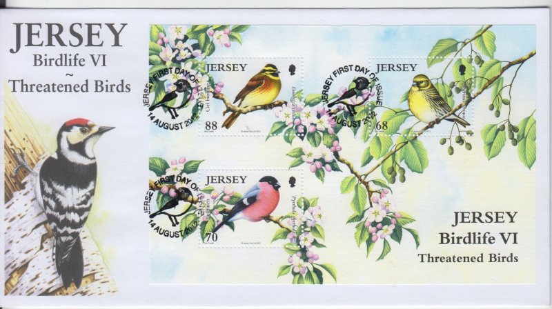 Jersey 2012, 'Birds V1 Miniature Sheet,   on FDC