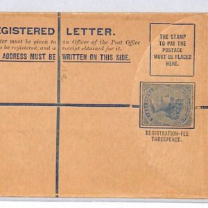 NEW ZEALAND QV Unused Postal Stationery Registered Envelope {samwells}PJ62